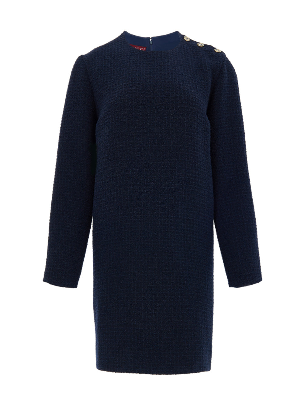 Blue Bouclé Dress with Gucci Logo Buttons – Loxuno