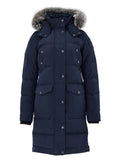 Giubbino Blu Lungo Imbottito con Cappuccio e Pelliccia Moose Knuckles