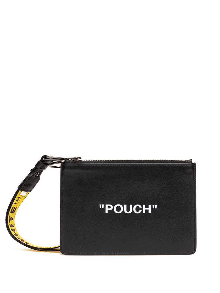 Pochette unisexe en cuir noir Off-White