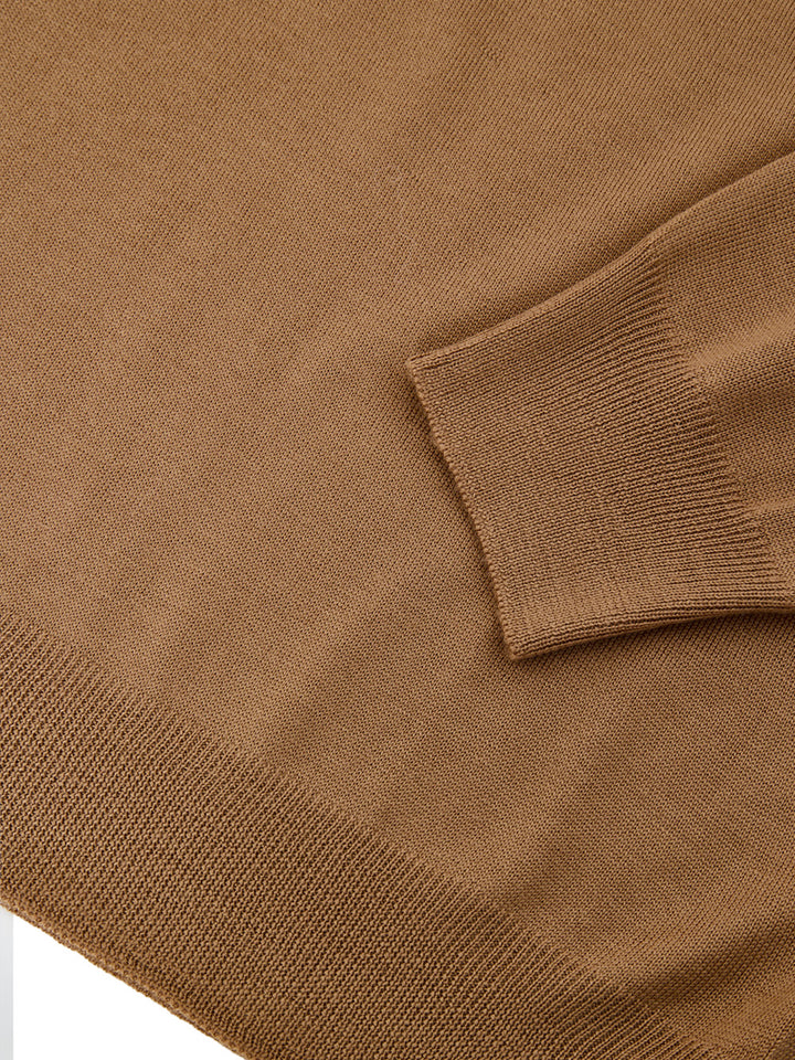 Maglione Girocollo Marrone in Lana Sottile Gran Sasso