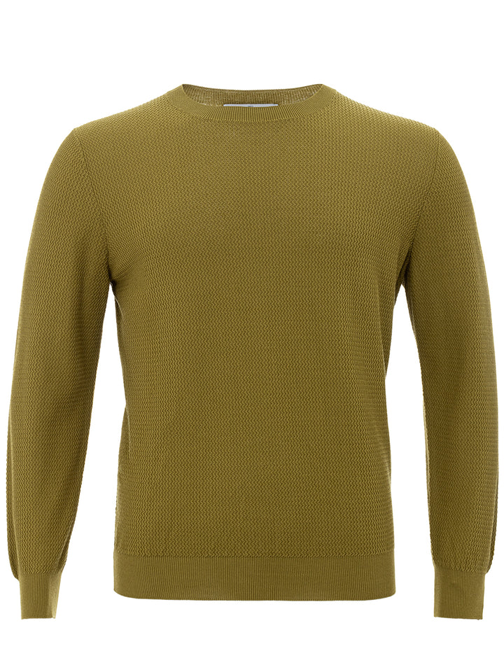 Cotton Crew Neck Sweater in Gran Sasso Green