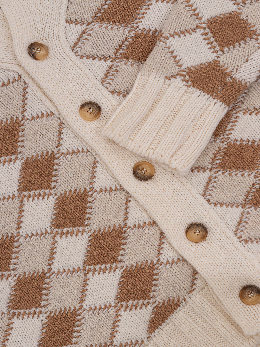 Cardigan en laine beige et blanc Gran Sasso