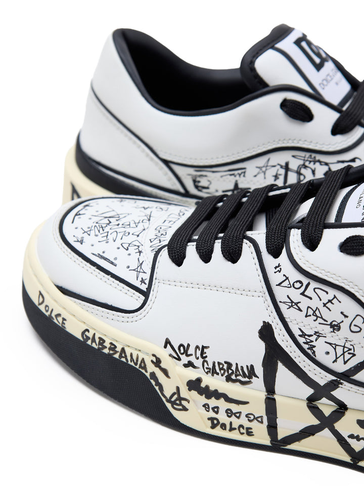 Sneakers in Nappa con Stampa Graffiti Dolce & Gabbana