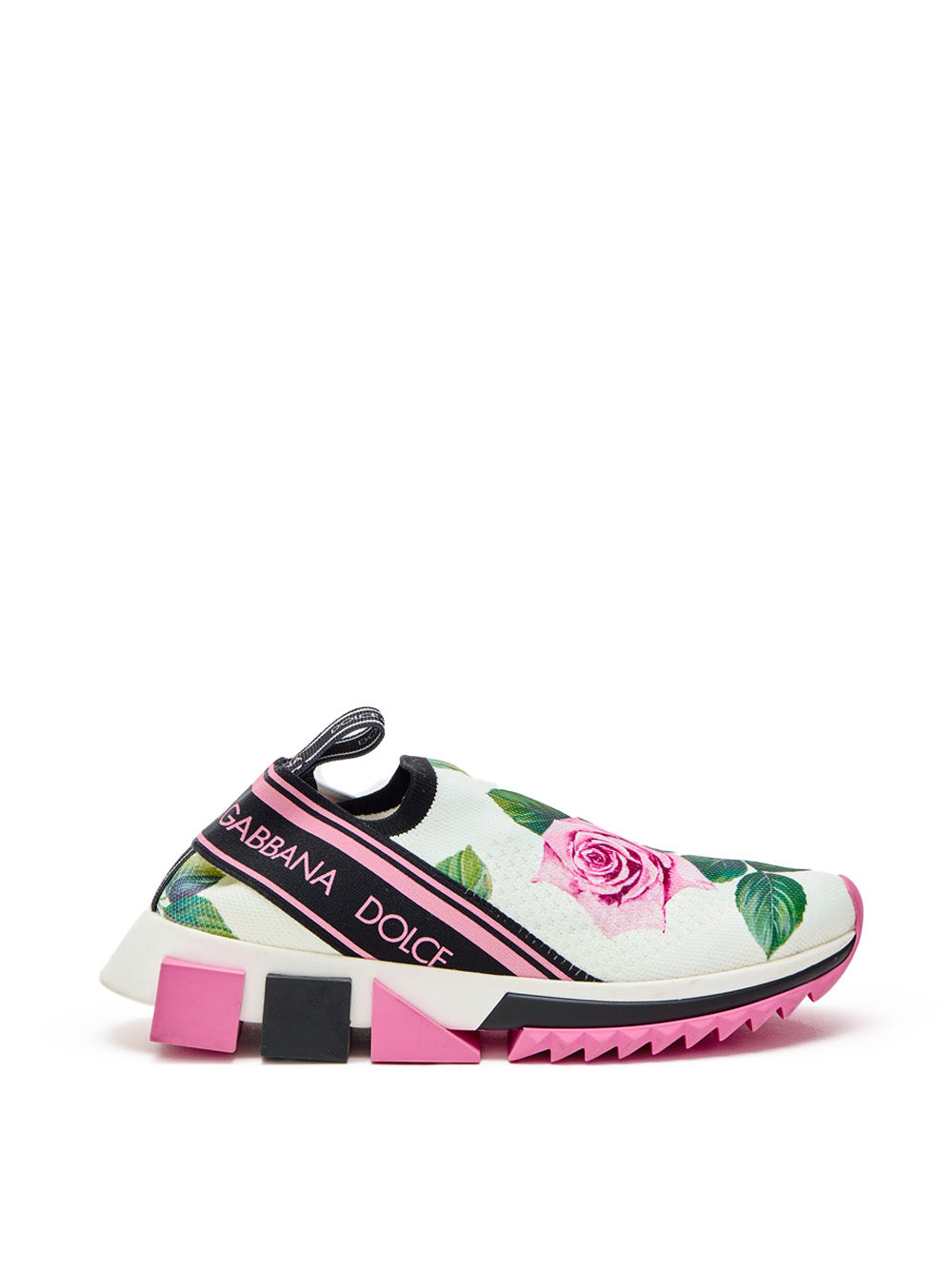 Sneakers in Maglina con Stampa Rose Dolce & Gabbana