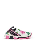 Sneakers in Maglina con Stampa Rose Dolce & Gabbana