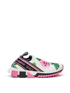 Sneakers in Maglina con Stampa Rose Dolce & Gabbana