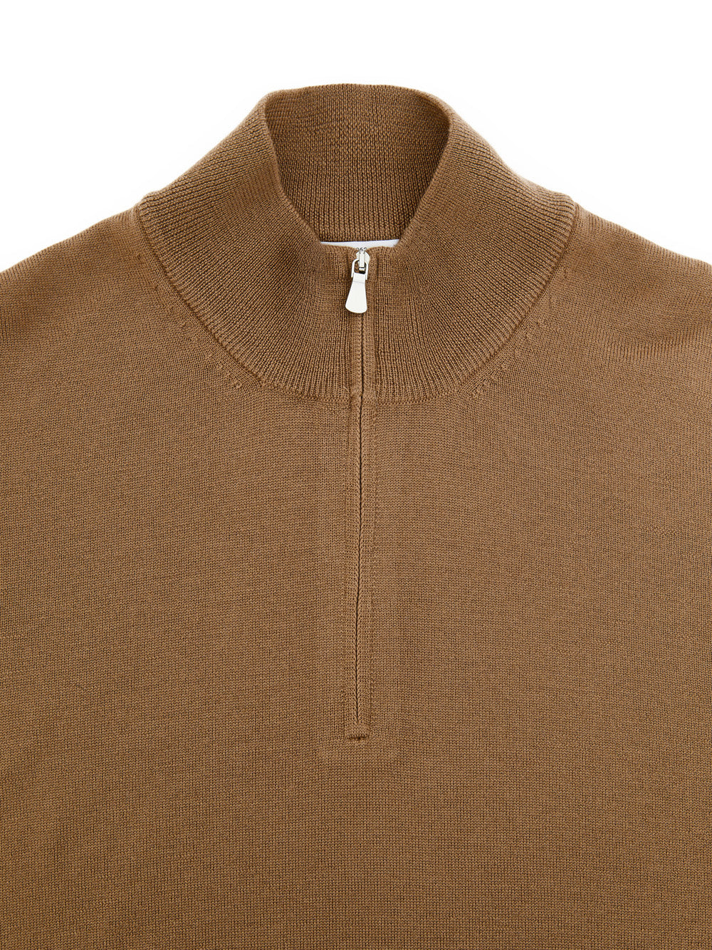 Maglione Lupetto con Mezza Zip in Lana Marrone Gran Sasso