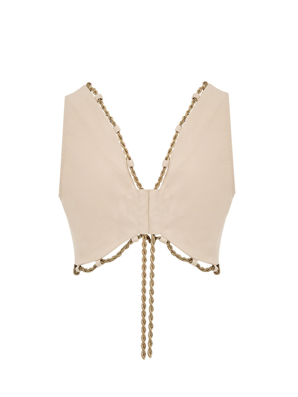 Gilet in Cotone Cipria con Bordo in Catena Gold Cult Gaia