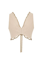 Gilet in Cotone Cipria con Bordo in Catena Gold Cult Gaia