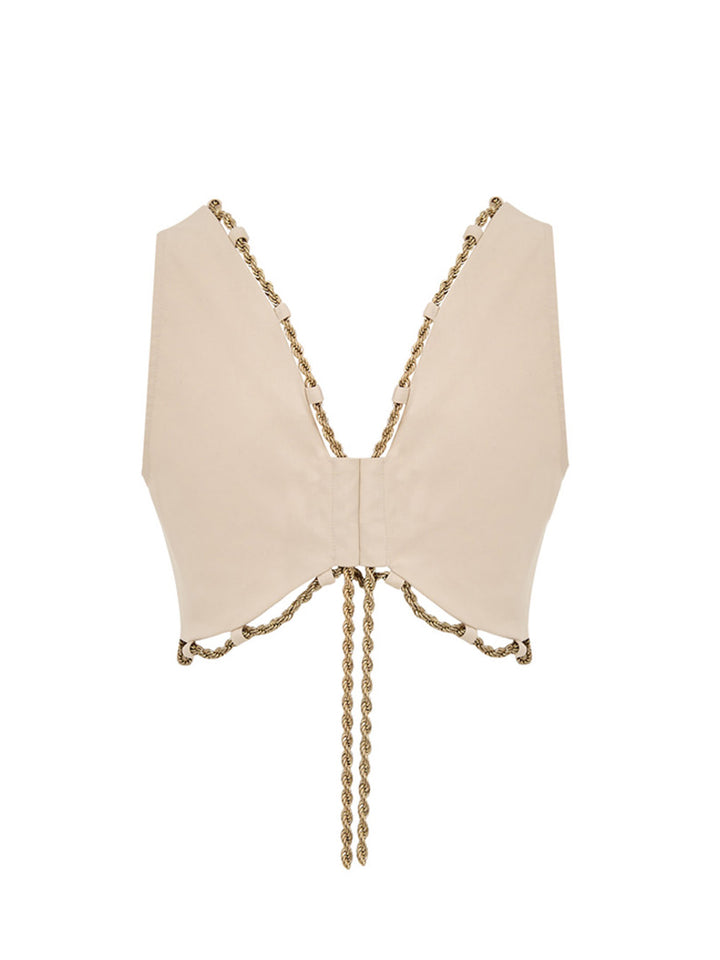 Chaleco de algodón de chipria con bordes de la cadena de oro de culto de oro