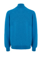 Maglione Lupetto con Mezza Zip in Lana Azzurro Gran Sasso