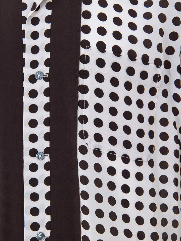 Camicia in Seta a Pois Bianchi/Neri Dolce & Gabbana