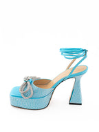 Sandali Plateau Azzurro con Cristalli Doppio Fiocco Mach & Mach