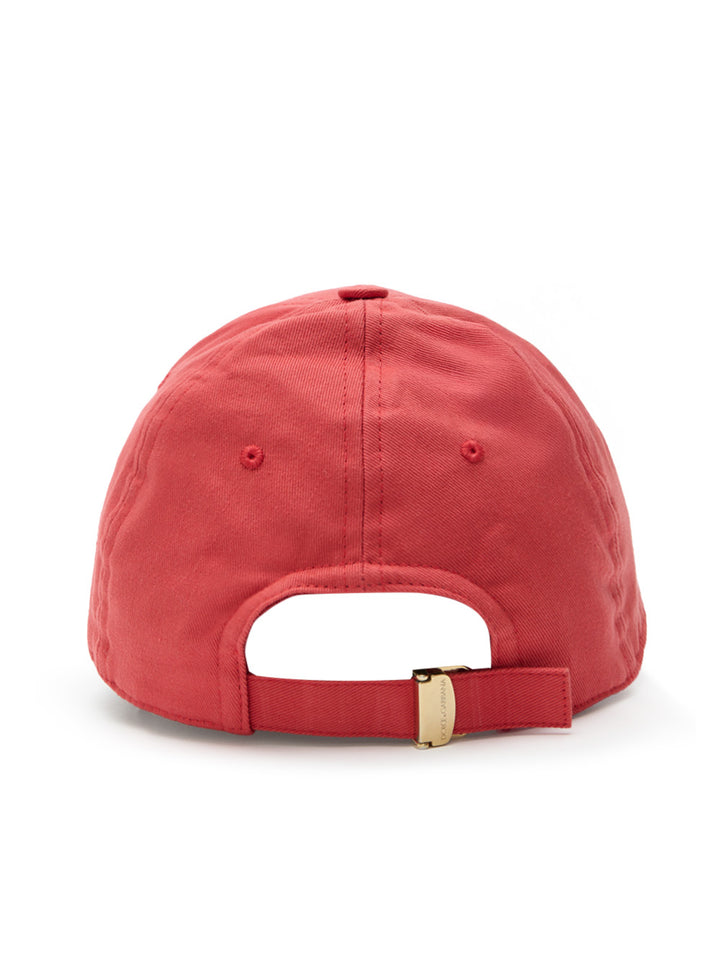 Cappellino Baseball Rosso con Logo Gold DG Dolce & Gabbana