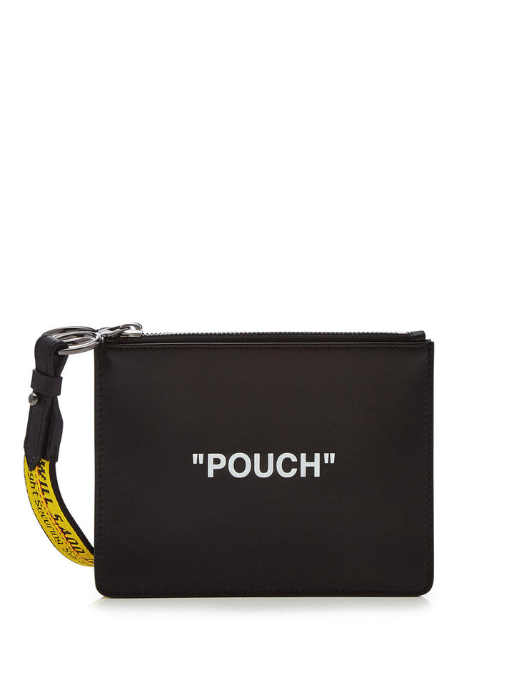 Off-White Black Clutch Bag With Logo