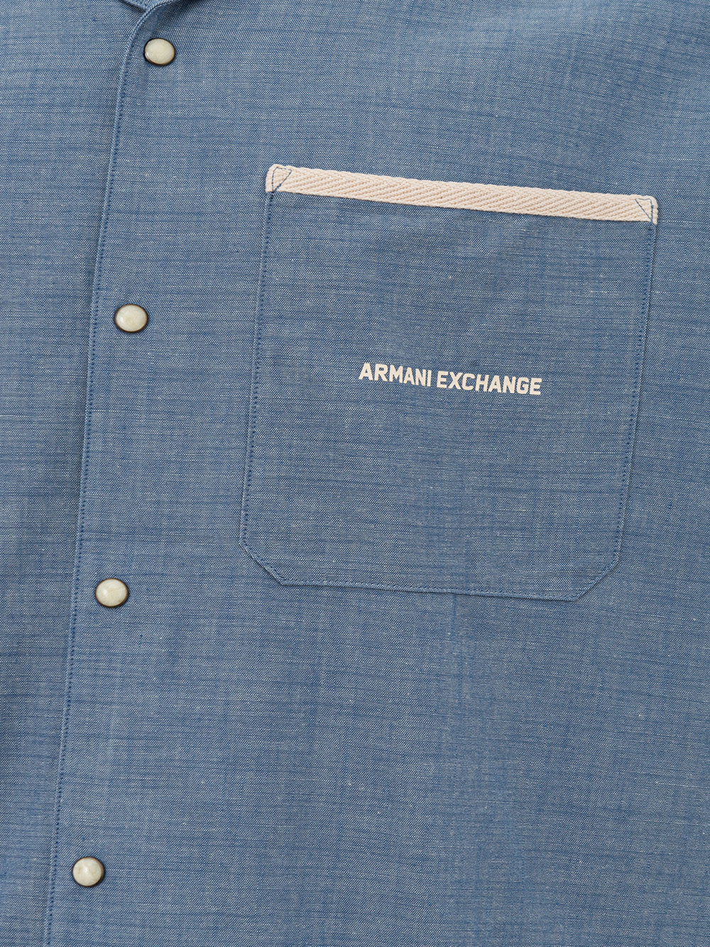 Camicia Light Blue Denim Maniche Corte Armani Exchange