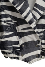 Giubbino Corto in Denim Bianco/Nero Retrofête