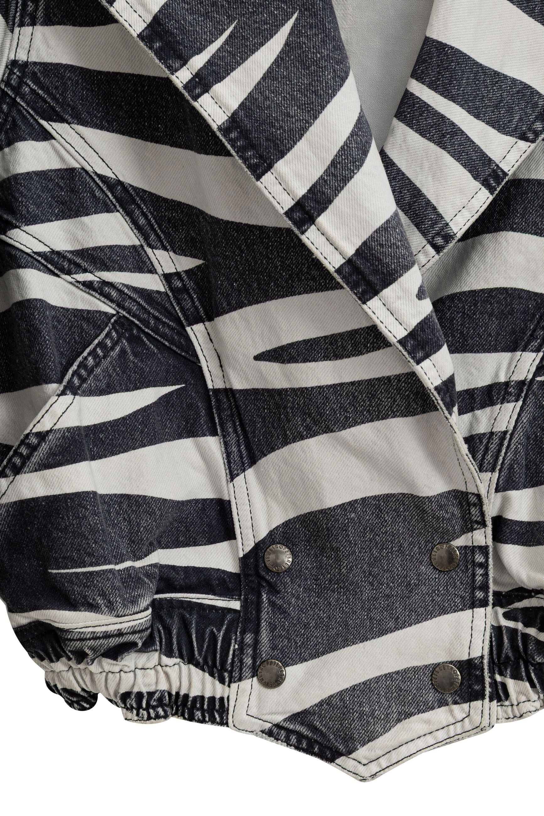 Giubbino Corto in Denim Bianco/Nero Retrofête