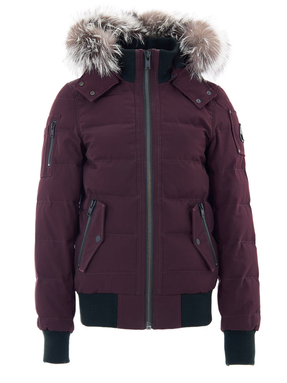Piumino Bomber in Viola con Cappuccio e Pelliccia Moose Knuckles