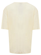 T-Shirt Corneliani Giallo Chiaro a Manica Corta in Lino