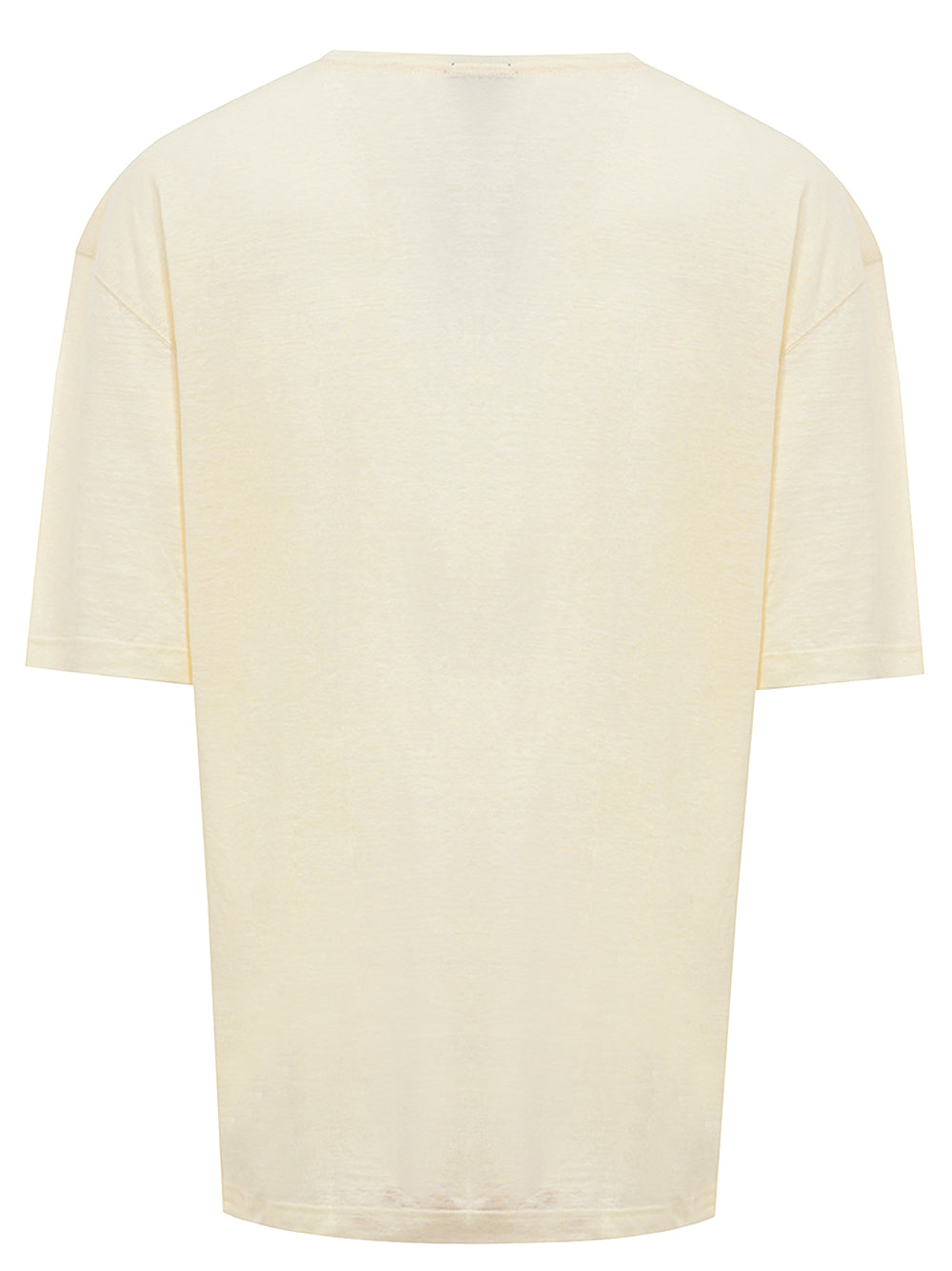 T-Shirt Corneliani Giallo Chiaro a Manica Corta in Lino