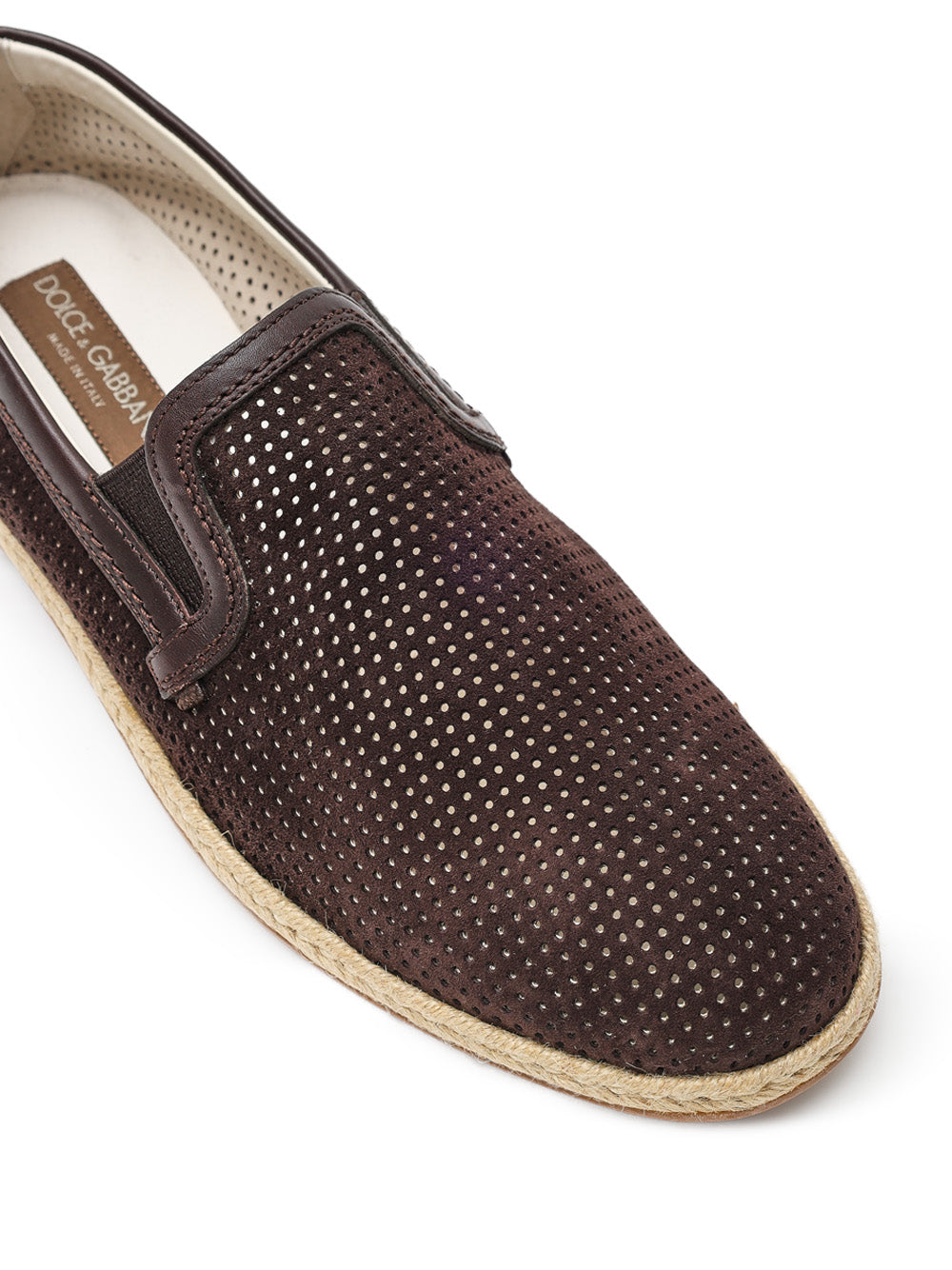 Pantofola in Suede Forata Marrone Dolce & Gabbana