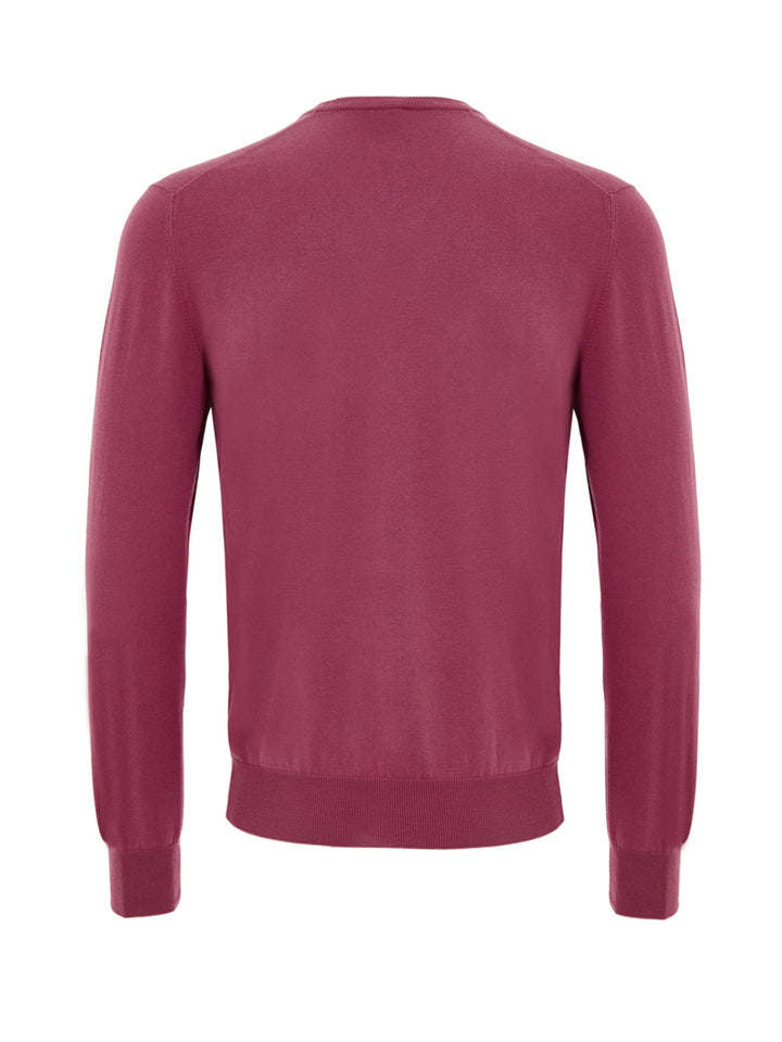 Maglia Scollo a V in Cotone Viola Gran Sasso