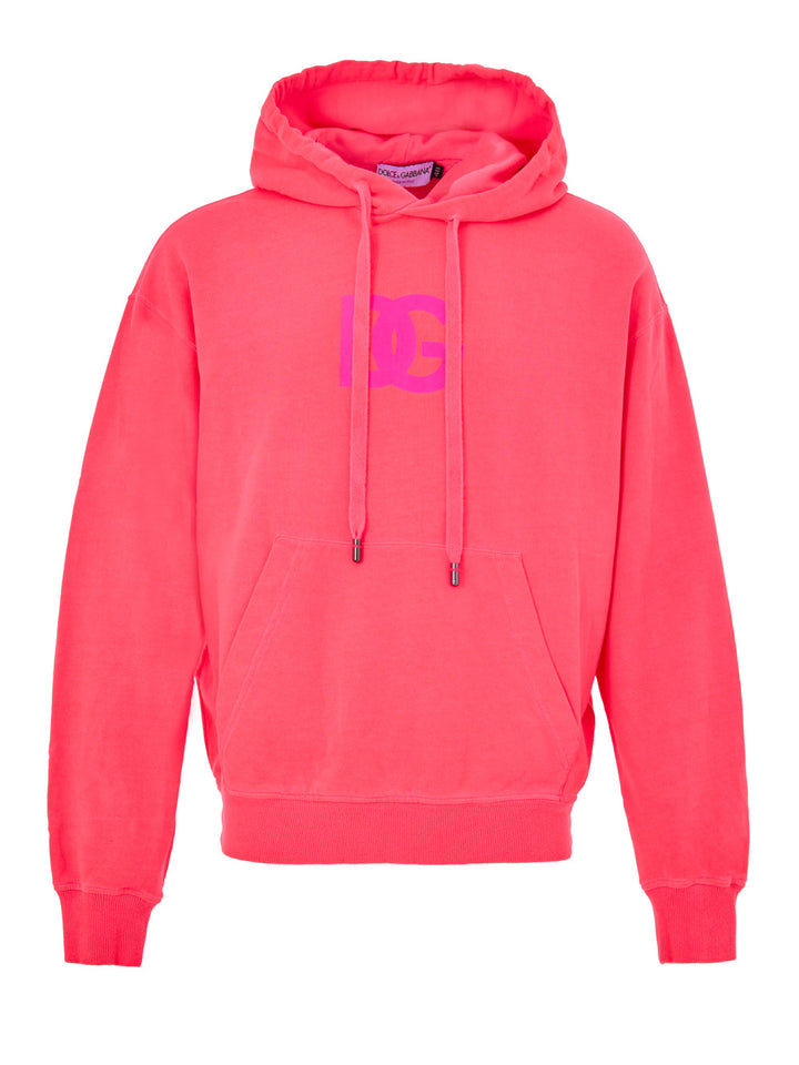 Felpa con Cappuccio Rosa con Logo DG Dolce & Gabbana