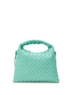 Mini-Schultertasche Hop mit Flechtdesign in Türkis Bottega Veneta