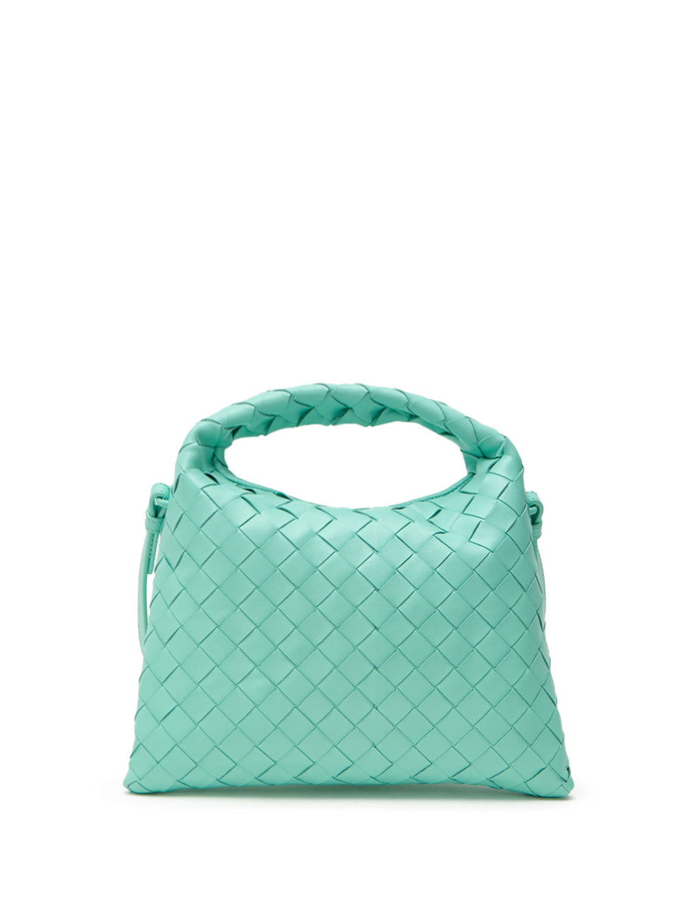 Mini Borsa a Spalla Hop con Intreccio in Turchese Bottega Veneta