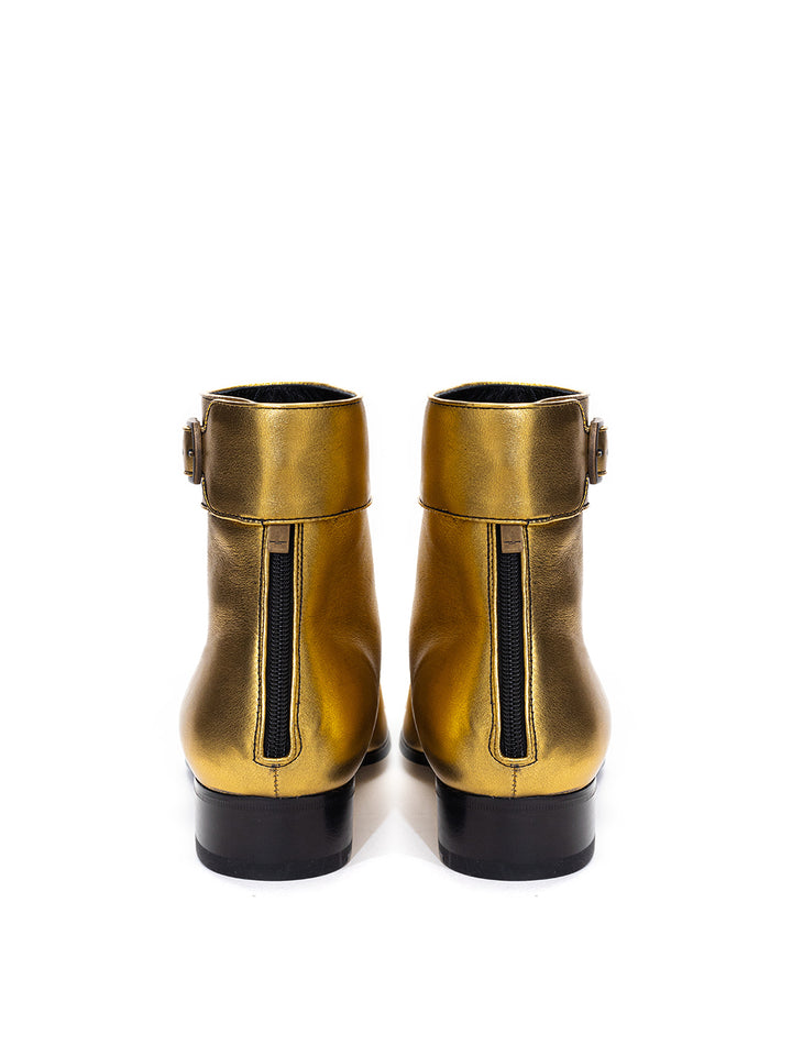 Gold Ankle Boot in Saint Laurent Leather