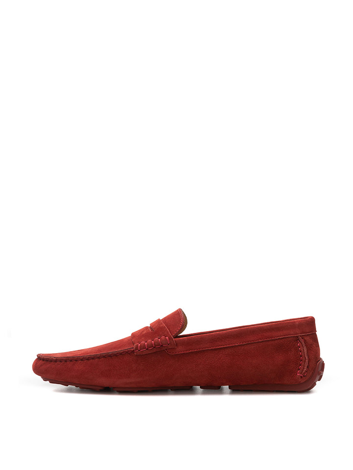 Bordeaux penny moccasin in Bally suede