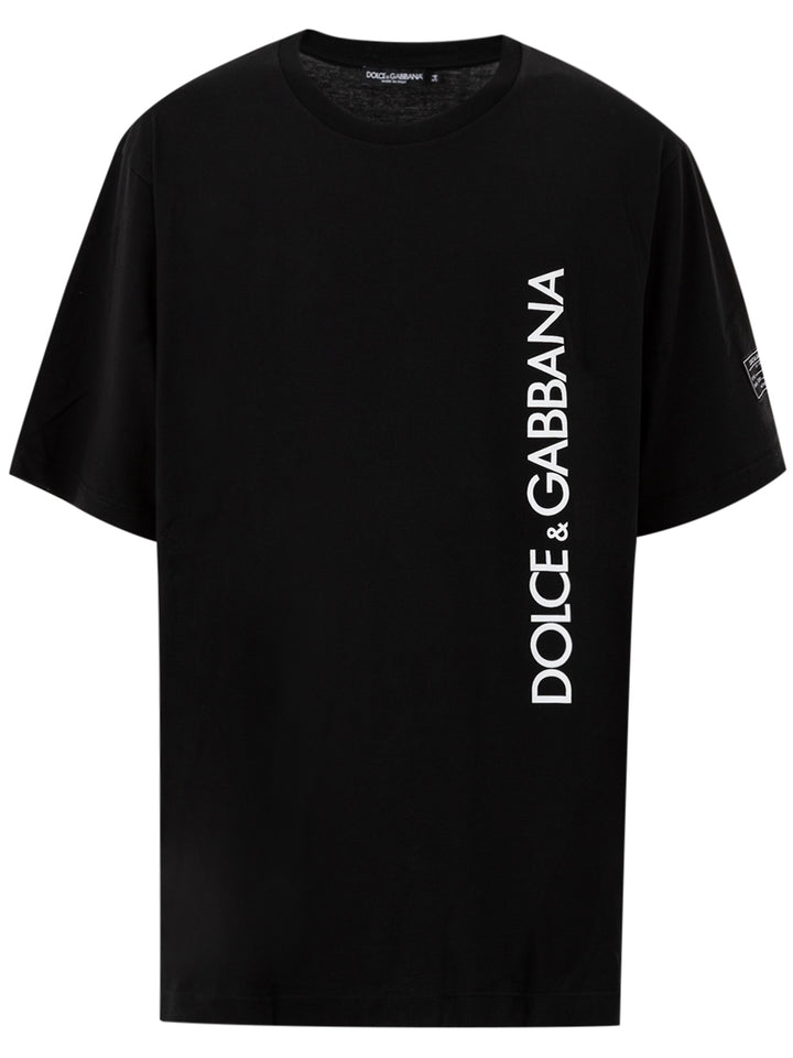 T-shirt in cotone con logo verticale Dolce & Gabbana