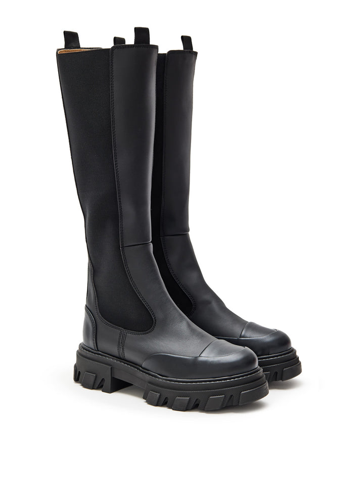 Stivali Alti Chelsea Knee-High in Nero