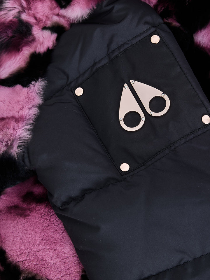 Giubbino Bomber Nero con Inserti in  Pelo Multicolor Moose Knuckles