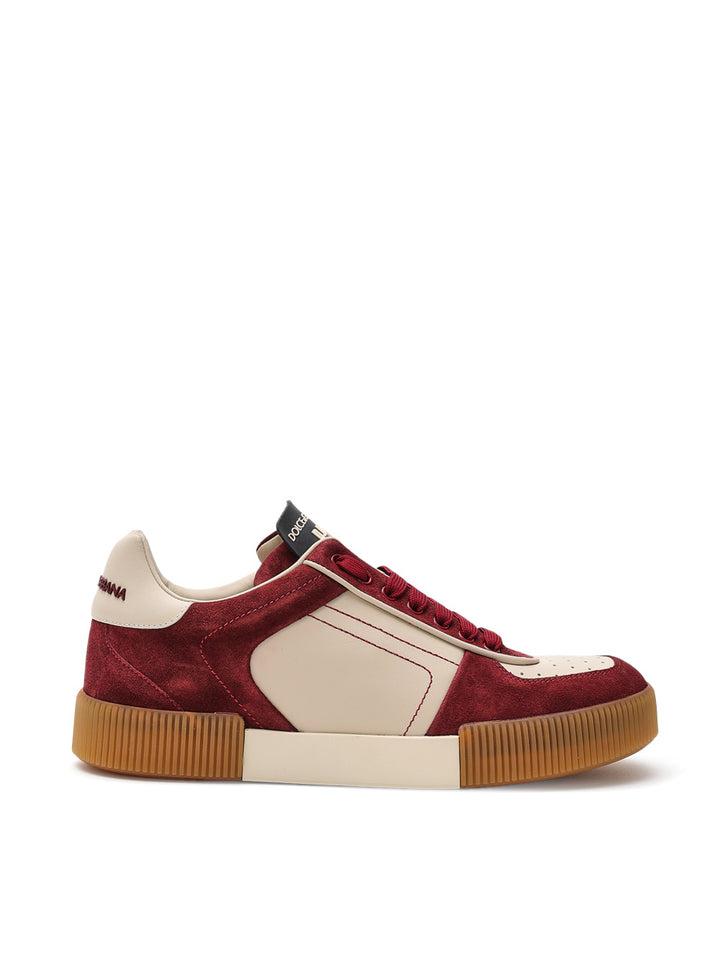 Low-Top-Sneaker Bordeaux und Beige DNA Dolce & Gabbana
