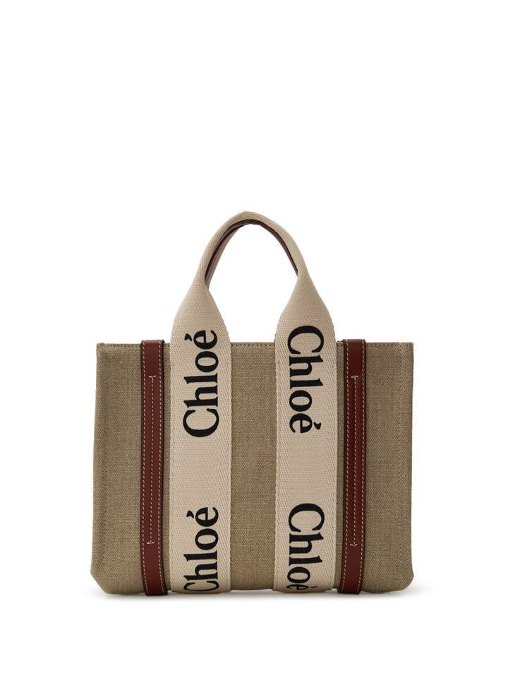 Μικρή τσάντα Woody Tote σε καμβά Lino Chloé