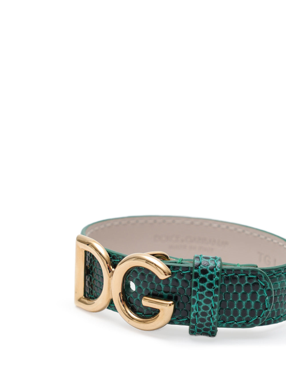 Bracciale in Pelle Stampa Rettile in Verde Dolce & Gabbana