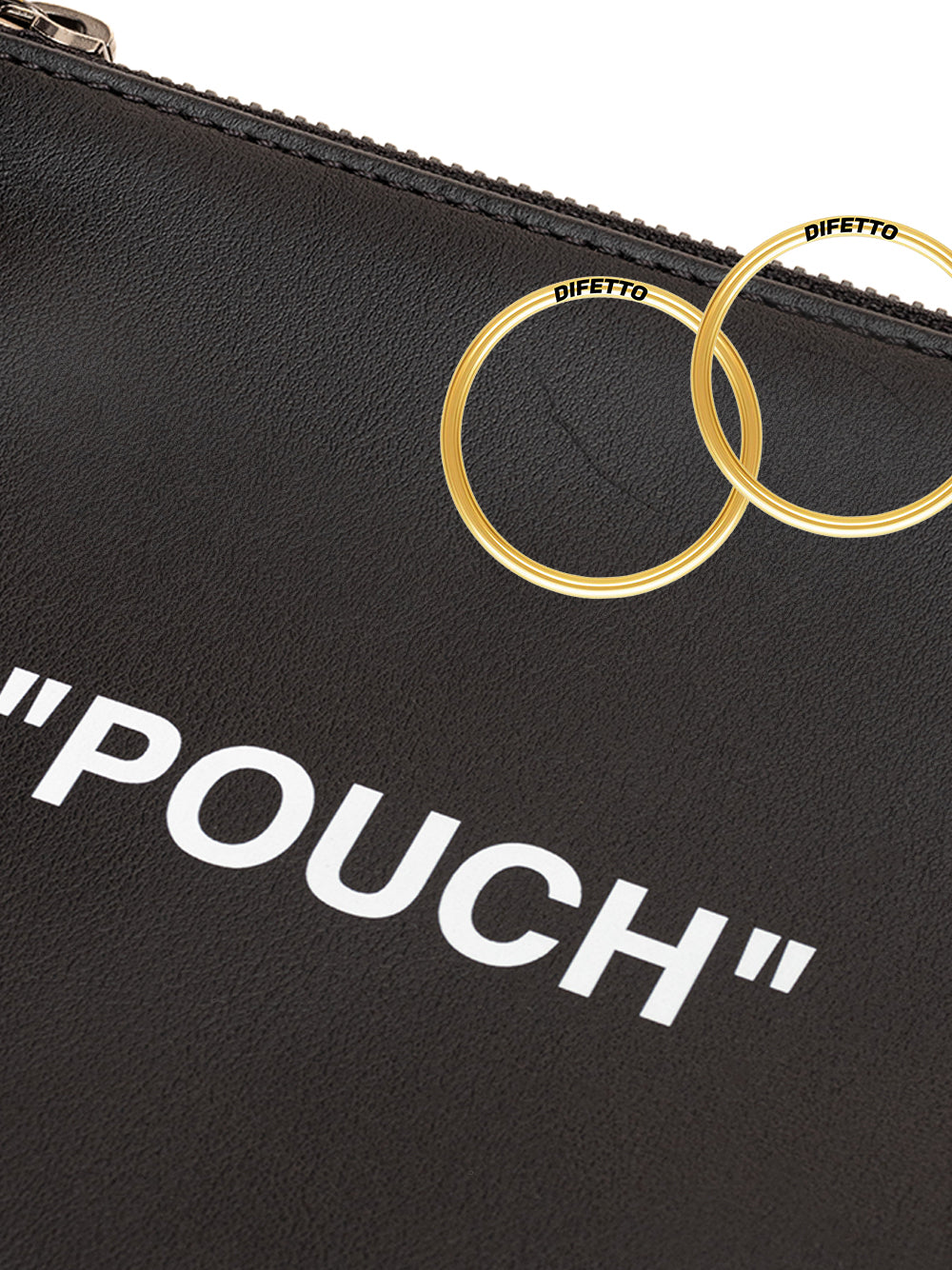 Pochette Pouch Unisex in Pelle Nera Off-White