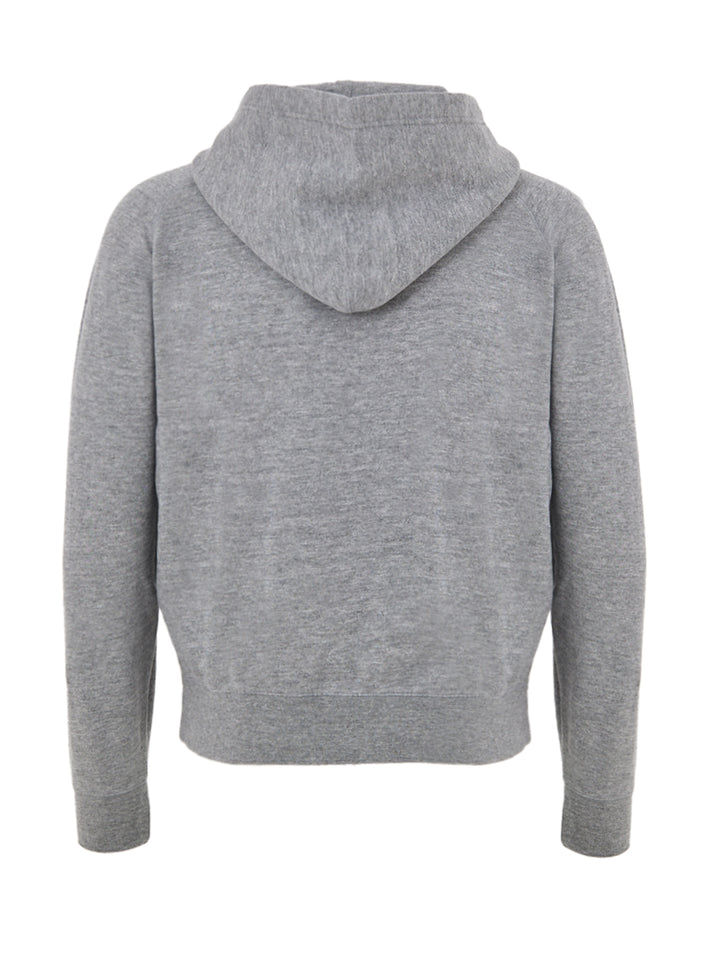 Felpa con Cappuccio e Mezza Zip in Grigio Tom Ford