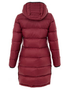 Piumino Puffer Lungo Imbottito con Cappuccio in Bordeaux Moose Knuckles