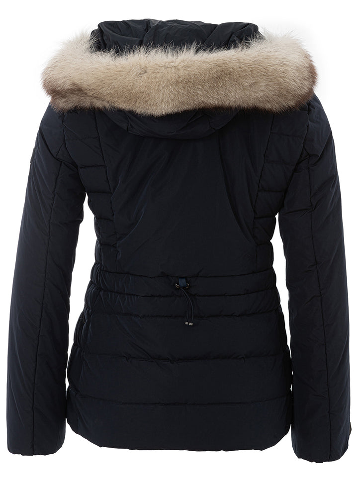 Blue Padded Jacket with Fur Collar Peuterey