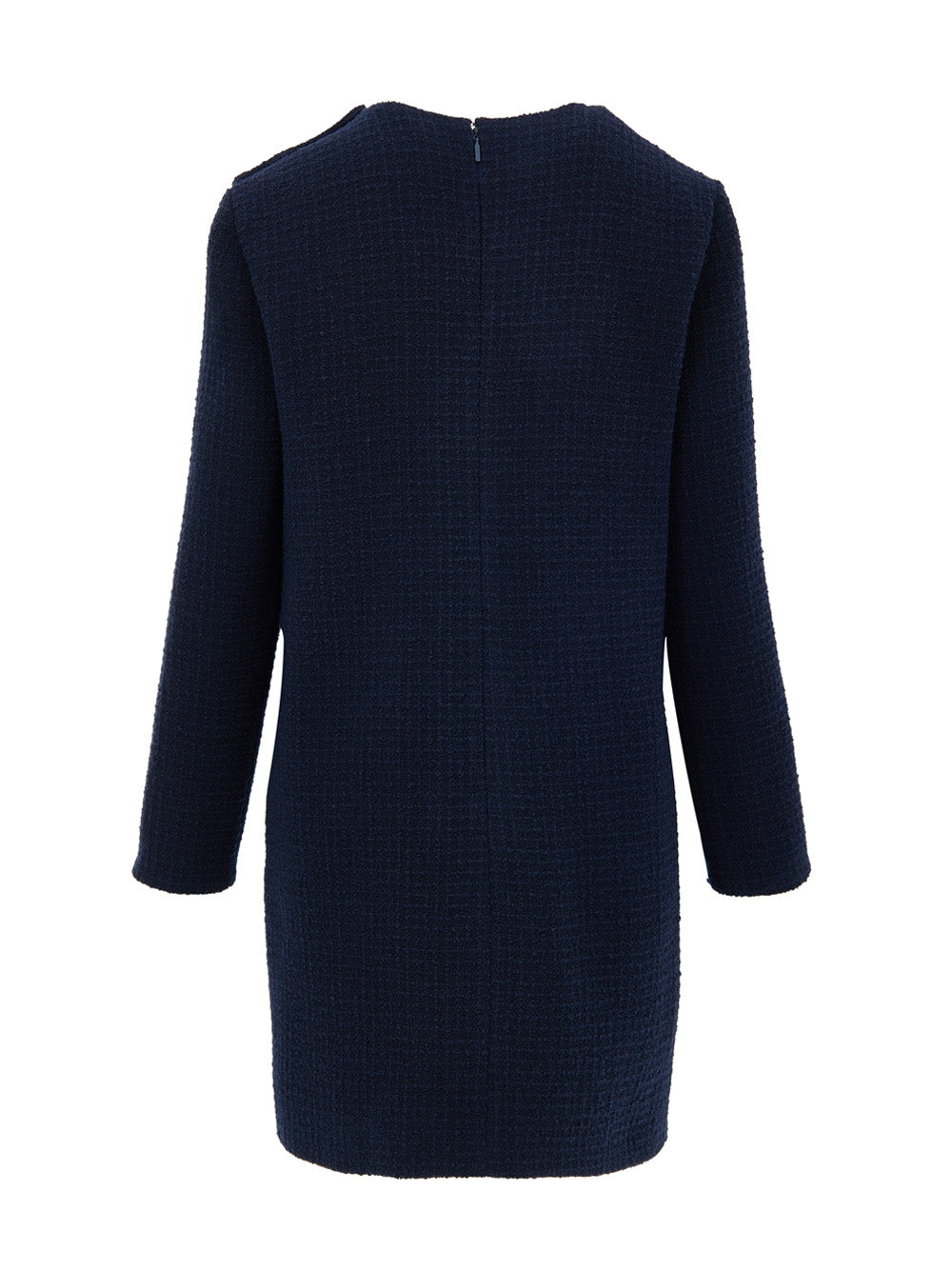 Abito in Bouclé Blu con Bottoni Logo Gucci