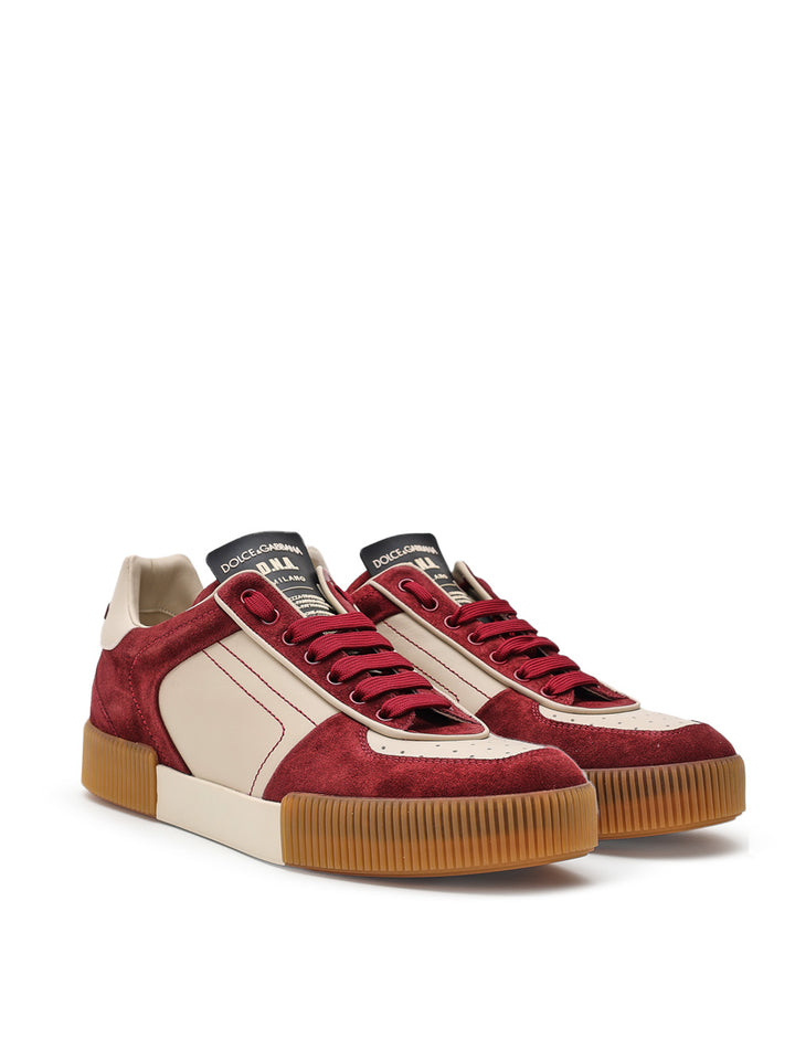 Low-Top-Sneaker Bordeaux und Beige DNA Dolce & Gabbana