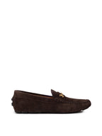 Mocassini Bally in Suede Marrone con Logo Gold