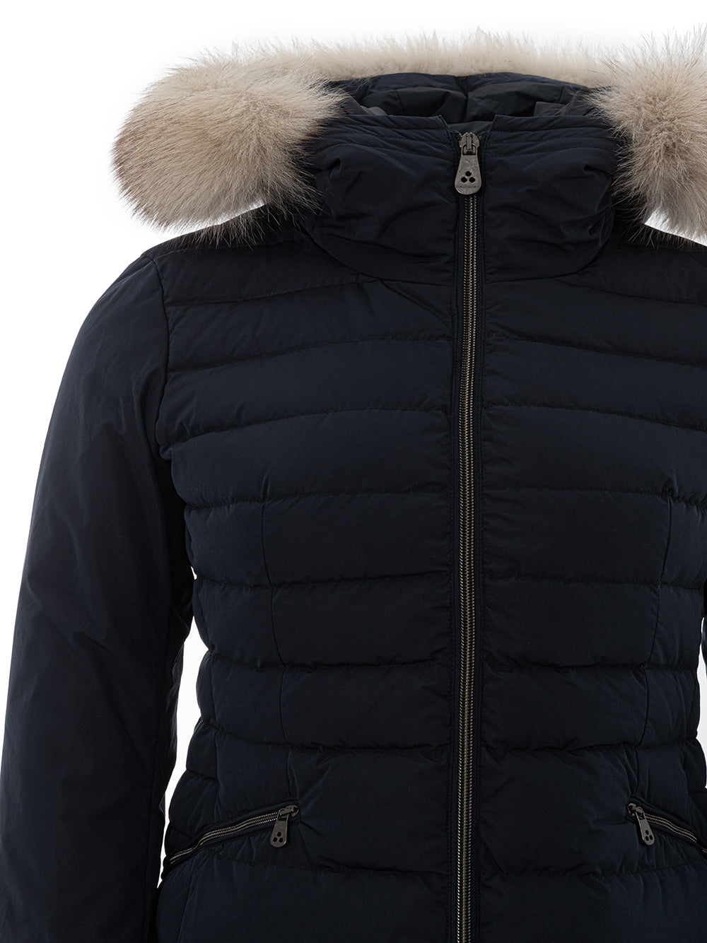 Blue Padded Jacket with Fur Collar Peuterey