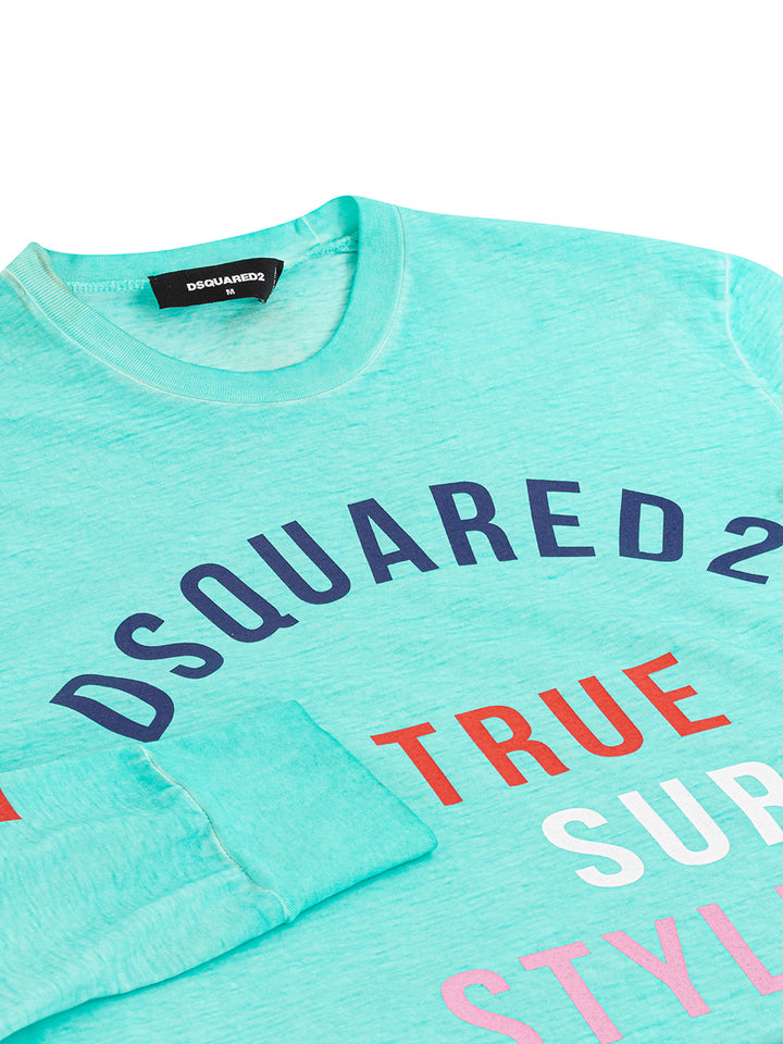 T-Shirt Maniche Lunghe con Stampa True Surf Style Dsquared2