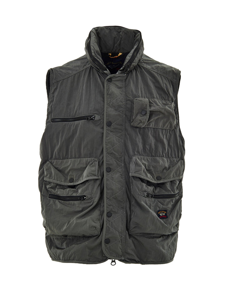 Giubbino Smanicato in Tessuto Tecnico Grigio Paul & Shark