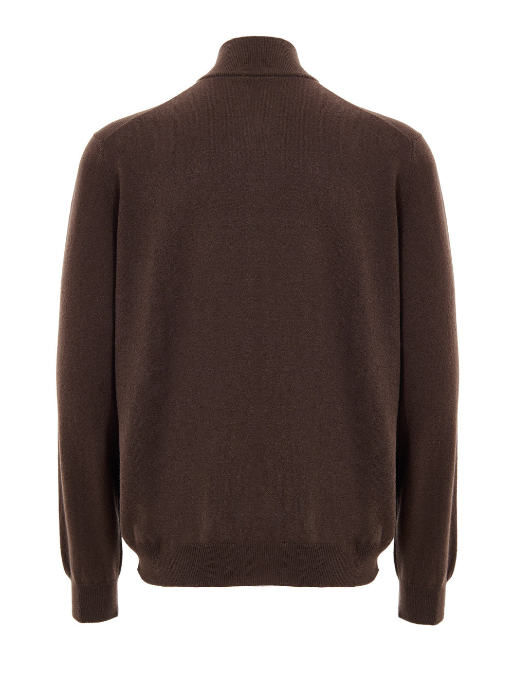 Maglione Cardigan in Lana Marrone con Zip Gran Sasso