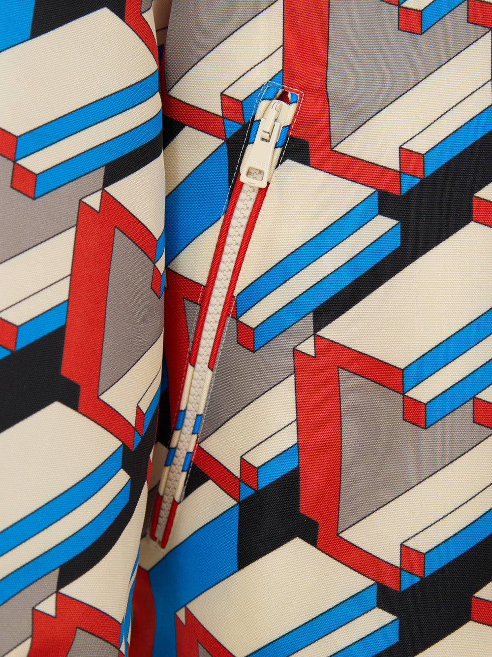 Giubbino in Nylon con Stampa Geometrica Multicolor Gucci